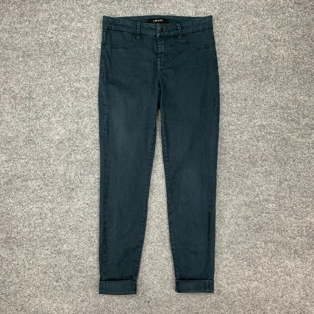 J Brand Anja Jeans Womens 25 Slate Luxe Sateen Cuffed Ankle Cropped Mid Rise